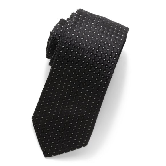 GIVENCHY Black Made In Italy Silk Designer Micro Design Tie